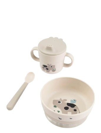Done by Deer Foodie First Meal Set Suction Tiny Farm Sand - Multi/patterned - BOWL:12.5X H 5.5CM.CUP:8X H 9CM.SPOON:14CM.BOWL:350ML.CUP:215ML