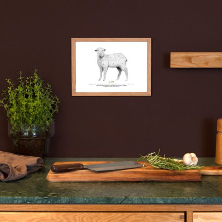 Plakat med Lammets udskæringer fra Gehalt — Stilrent og klassisk udtryk