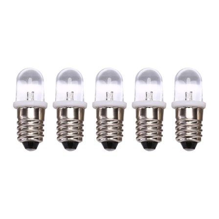 IC 5 stk E10 LED-lampe DC 3V 4,5V Instrumentlampe Indikatorlampe hvit DC3V