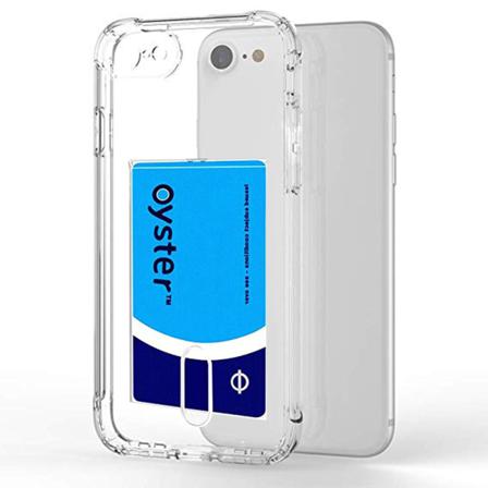 iPhone 7 - Iskuja vaimentava silikonikuori korttilokerolla Transparent/Genomskinlig