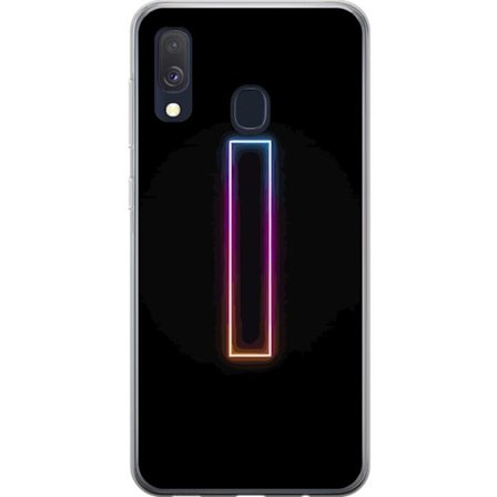 Kompatibel Mobilcover til Samsung Samsung Galaxy A40 Minimalistisk neonbogstav I i regnbuefarver mod mørk baggrund