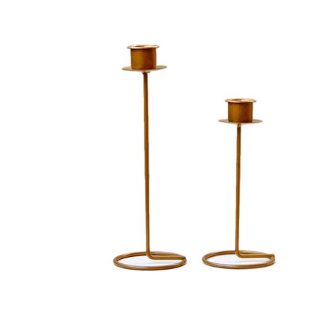 2 stk. Hjemmeindretning Guld Metal Lysestage Mørk Guld Luksus Jern Lysestage