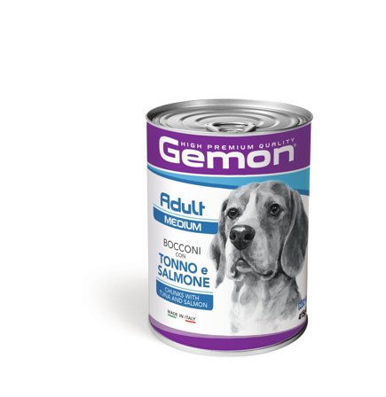 Gemon Bocconi Tonno e Salmone Cani Adulti Taglia Media 415g