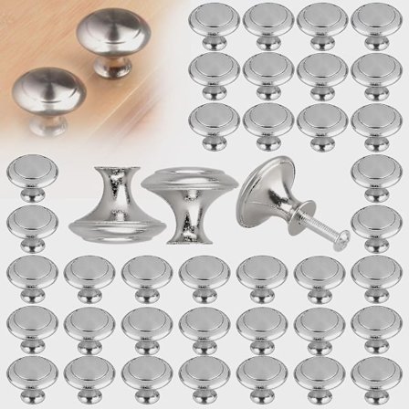 40/20 kpl Keittiön Kaapin Painavat Vetopainikkeet, Harjattu Nikkeli Kaapin Painikkeet Kaapin Ovien Painikkeet Keittiön Tarvikkeet Pyöreät 