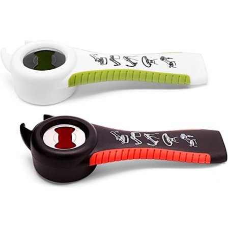 2 st 5-i-1 Multi Bottle Bottle Opener, Can Opener, Kitchen Multi Tool Opener, Lid Twist Gripper (Svart/Vit)