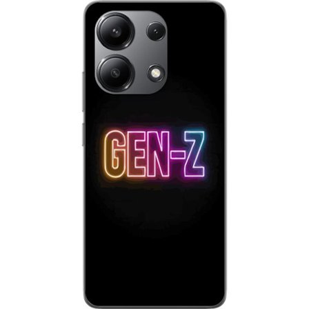 Yhteensopiva Puhelinkuori Xiaomi Xiaomi Redmi Note 13 4G Neontext Gen Z värikkäässä valossa tummaa taustaa vasten modernissa digitaalisessa tyylii