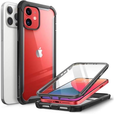 lason Ares Fodral för iPhone 12, iPhone 12 Pro 6,1 tum (2020 Release), Dubbelskikts Robust Klart Stötfångarfodral med Inbyggd Svart