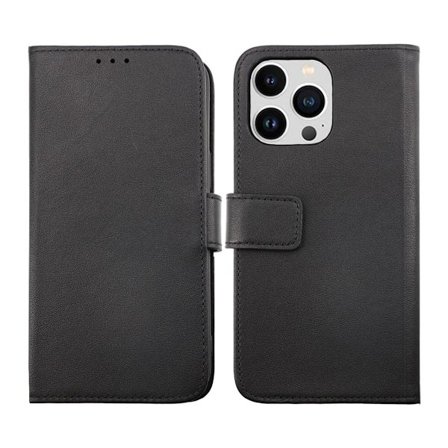 iPhone 14 Pro Plånboksfodral Läder Rvelon - Svart