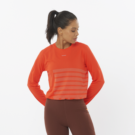 Salomon - Shirts Kleding Sense Aero Ls Tee Gfx W - Cherry Tomato / Rainy DAY