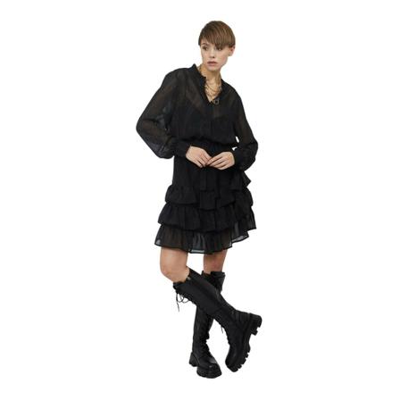 Silvian Heach, Short dress with flounces Zwart, Dames, Maat:S,polyester