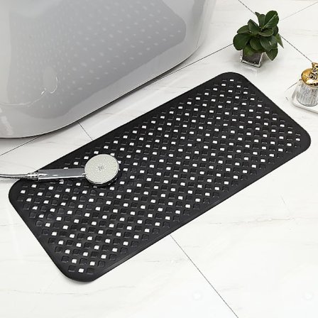 Halkfri Badrumsmatta med Bekväm Dämpning, Hål för Dränering, Enkel Installation, 70*40cm - Svart