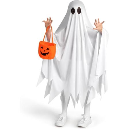 Barnespøkelseskostyme Halloween Spøkelseskostyme Hvit Stil Gresskarpose Spøkelseskostyme for Gutter Jenter Halloween Klesrollelek - 3 År Small (5-7 