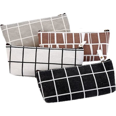 Skolesaker Oppbevaringspose Stor Kapasitet Lerret Glidelås Oppbevaringspose Stripete Student Blyantboks Ensfarget Lerret Blyantveske(4 stk)