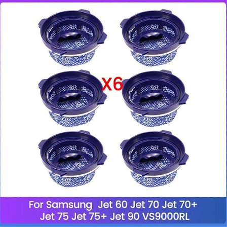 6 KPL HEPA-suodatin Samsung Jet 60 Jet 70 Jet 70+ Jet 75 Jet 75+ Jet 90 VS9000RL varsi-imurille
