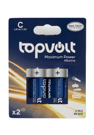 Topvolt Alkaliskt batteri LR14, 2-pack Övriga tillbehör ONESIZE