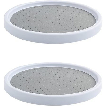 Krydderhylle med karusell, 2-etasjes krydderkarusell for kjøkken, for krydder, krydder, kjøkkenoppbevaring, rund skål