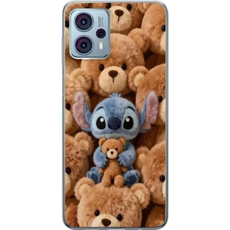 Kompatibelt Mobildeksel til Motorola Moto G23 Stitch omgitt av brune teddybjørner med en liten teddybjørn i fanget i en søt og koselig kawaii-design