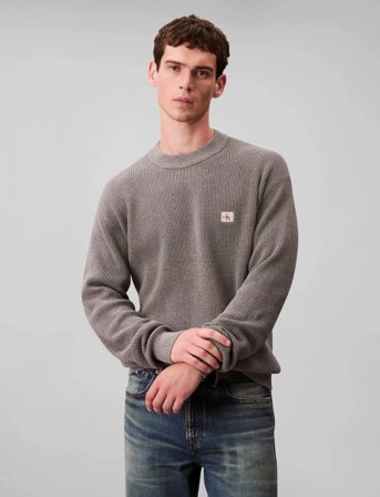 Calvin Klein Jeans Ls Ez Cotton Waffle Crwnk Swtr 9 - Grey - S