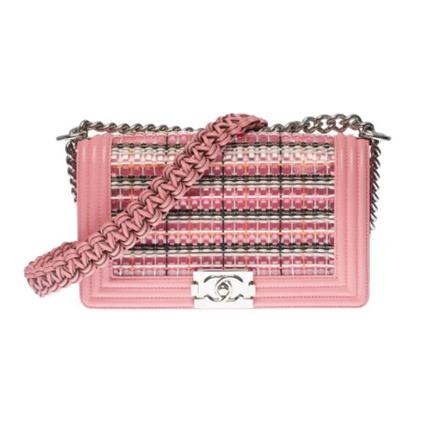 Chanel Vintage, Pre-owned Shoulder Bags Roze, Dames, Maat:ONE Size,leer,gevlochten