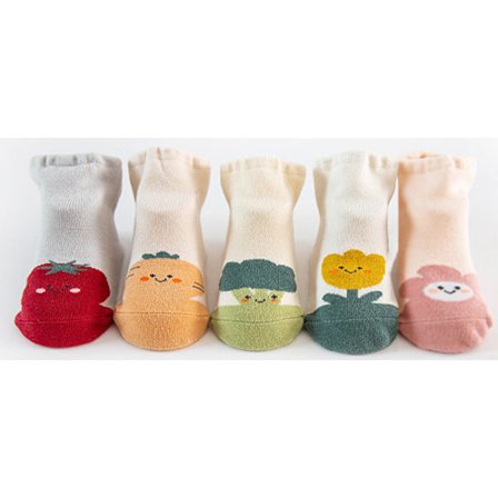 5-pack barn strumpor med antislip-Blomma