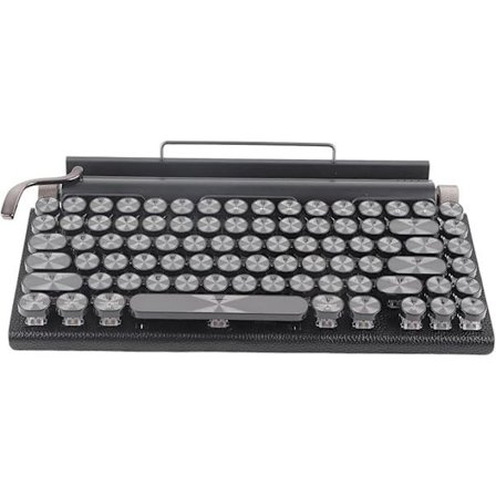 Retro Skrivemaskine Tastatur, Trådløst Bluetooth Skrivemaskine Stil Mekanisk Spiltastatur med RGB (Sort)