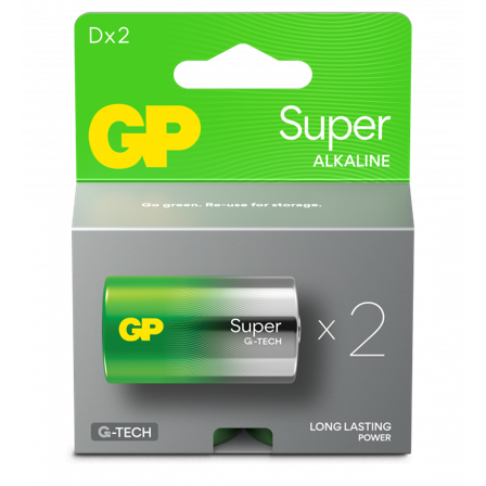 GP Batteries Super Alkaline 13A/LR20 Batteri alkalisk, D, 2-pakning, Elfordeling & strømforsyning