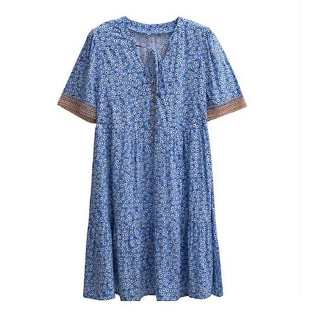 Fragmenterte Blomster Kortermet Dame Sommer Elegant V-hals Løs Chic Blomsterkjole