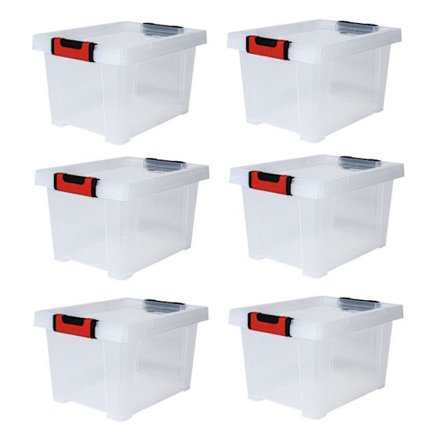 6 kpl 15 L Clipstock- säilytysbokseja kansilla - Ruokakontaktiin sopiva - Läpinäkyvä