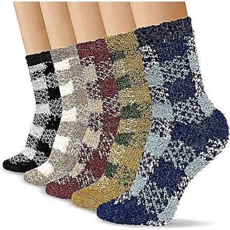 5 par tykkere varme fuzzy sokker til kvinder, bløde hyggesokker, sove fluffy sokker, hjemmesko til kvinder gave, str. 35-42