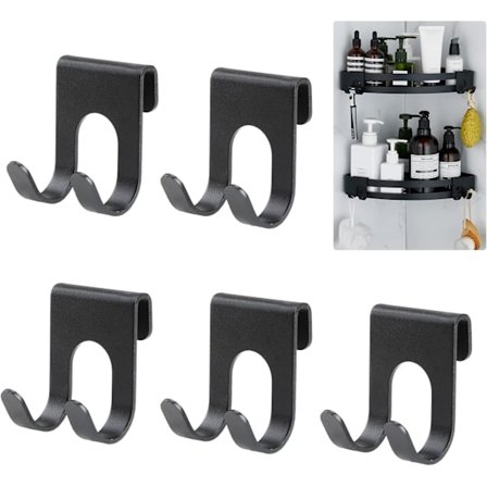 Sett med 5 dusjkroker uten boring, aluminiumsromkroker dusjdørkroker