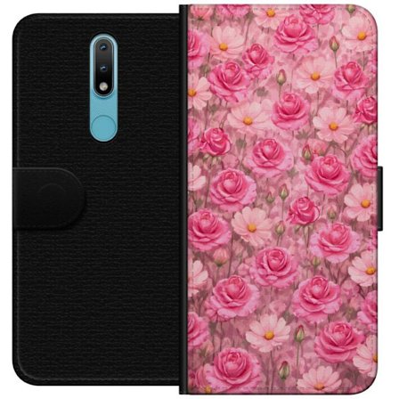 Kompatibel Tegnebogsetui til Nokia 2.4 Petal Reverie Blush Rose