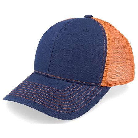 Equip - Blå trucker Kasket - Navy/Burnt Orange Contrast Stitch Trucker @ Hatstore