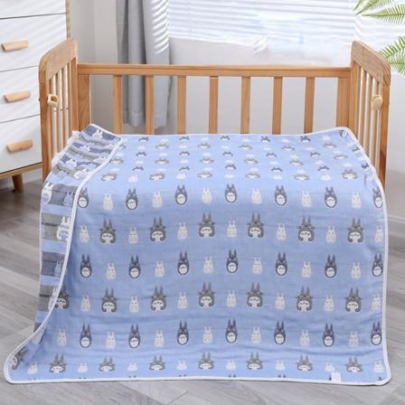 Badehåndklæde til børn Gaze Bomuld Absorberende Betræk Tæppe Børnedyner Baby seks lag Totoro Blue 120*150cm