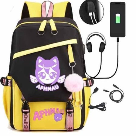 Aphmau Ryggsäck för Barn, Ryggsäckar, Ryggväska med USB-uttag, 1 st