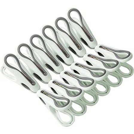 12-pack små klädnypor (vita) - halkfria, vindtäta klädnypor för tvättlina, starkt grepp och klädnypor som inte lämnar märken,