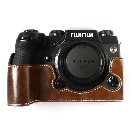 Fujifilm X-H1 PU Nahkainen Puolisuojaava Laukku Kuori Kameralle - Kahvi