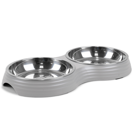 Selected by ZOO - Kattmatbar Ripple Grå S/M, 2x200ml, 28x15x3cm - Katt - Matplass og vannfontener for katt - Matskåler og vannskåler - ZOO.no