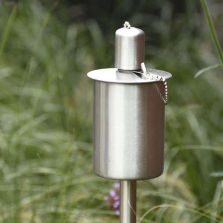 Esschert Design Stående Oljefackla På Skaft Rostfritt Stål Silver