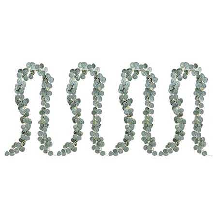 4-pack 2 meter Konstgjorda Eukalyptusblad Grön Girlang Krans Vinranka Bröllopsfest Bordsdekoration