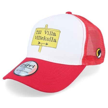Pippi Långstrump - Röd trucker Keps - Kids Till Villa Villekulla Red/White Trucker @ Hatstore