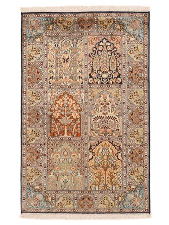 Tapis D'orient Cachemire Pure Soie 97X150 Marron/Beige (Soie, Inde)