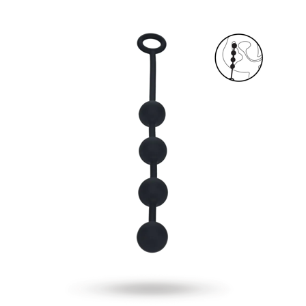 Round Silicone Anal Balls - M - 30mm - Black