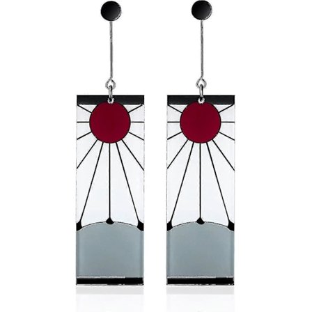 925 Sterling Sølv Tanjiro Øreringe, anime Demon Slayer Cosplay Tanjiro Sorte Øreringe Øreclips Kimetsu No Yaiba Hanafuda Halloween Til Mænd Kvinder 