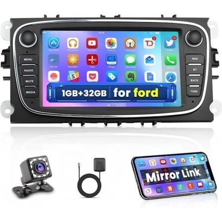 Android Bil Stereo til Ford Focus C-Max S-Max Mondeo Kuga Galaxy, 7 Tommer Bluetooth Bilradio Stereo med GPS.[G489]