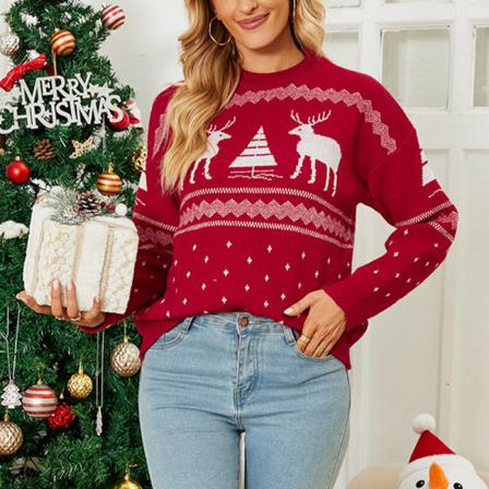 Kvinnor Långärmad Jultröja Print Casual Pullover
