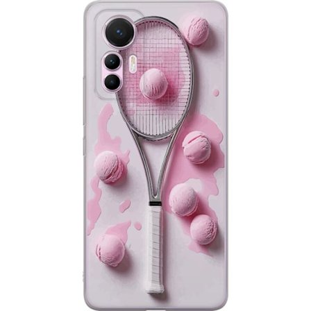 Kompatibel Mobilcover til Xiaomi Xiaomi 12 Lite Rosa glaskugler og tennisketsjer i et kreativt stillbillede med legende popfølelse og moderne design,