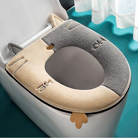 (grå) Toiletsædebetræk, badeværelse toiletsædebetræk, toiletsædevarmer,