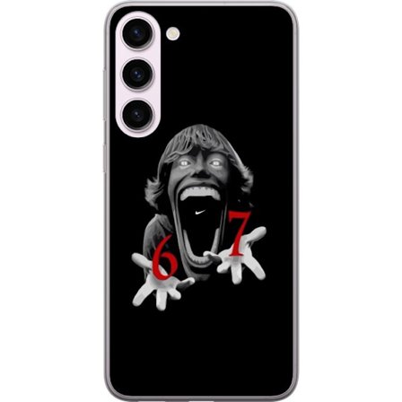 Kompatibelt Mobildeksel til Samsung Samsung Galaxy S23+ 67 meme skrekk ansikt svart rød skrekkdesign seks sju meme viralt trender ikonisk utseende