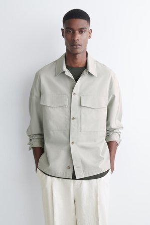 COS Men's Relaxed Cotton Overshirt in Grey