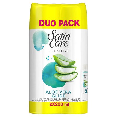 Gillette Satin Care Shaving Gel Aloe Vera 2x200 ml, Skincare, Hårfjerning, Barberskum & Gel